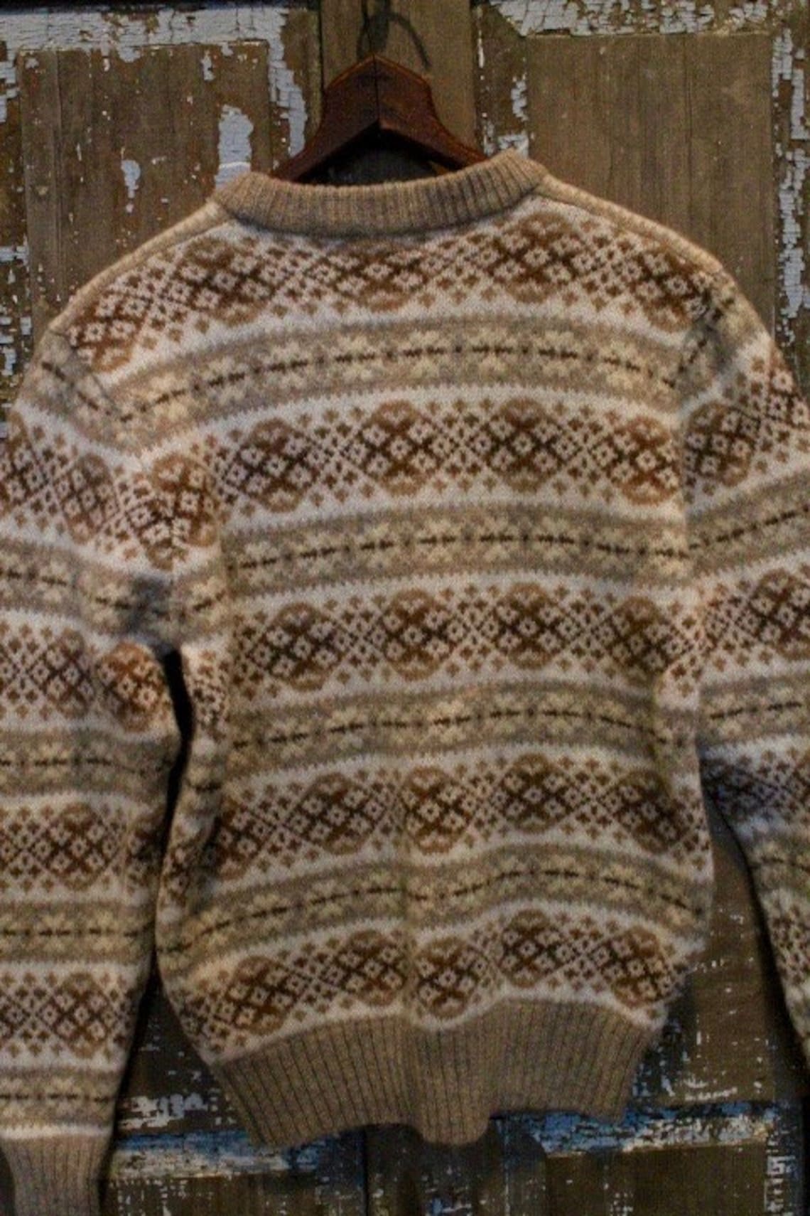 VINTAGE FAIR ISLE 1970's Scottish Wool Sweater Medium Etsy
