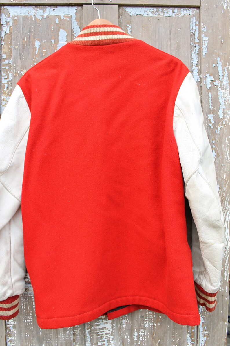 Varsity Letterman Wool Jacket Men's Medium Leather Sleeves Etsy UK