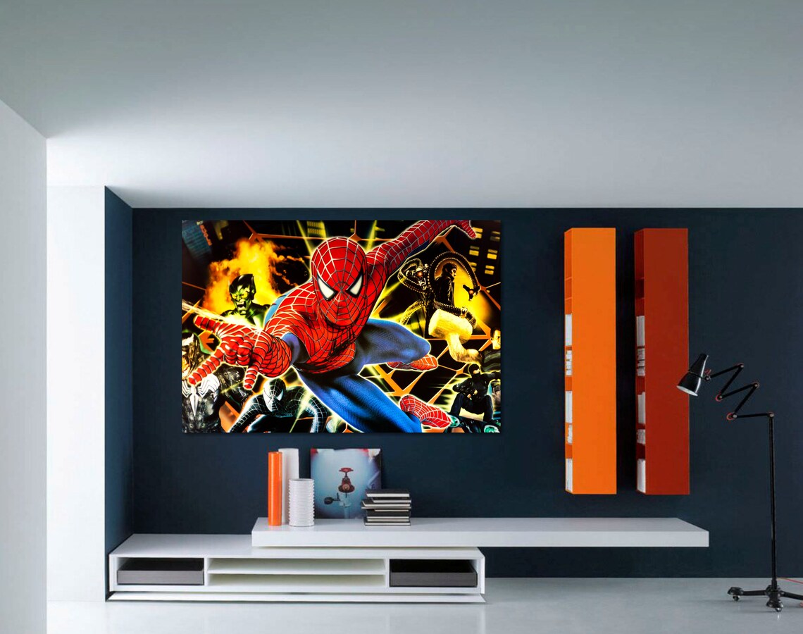 Large Spiderman Wall Art Spider Man Canvas Print Spiderman Etsy
