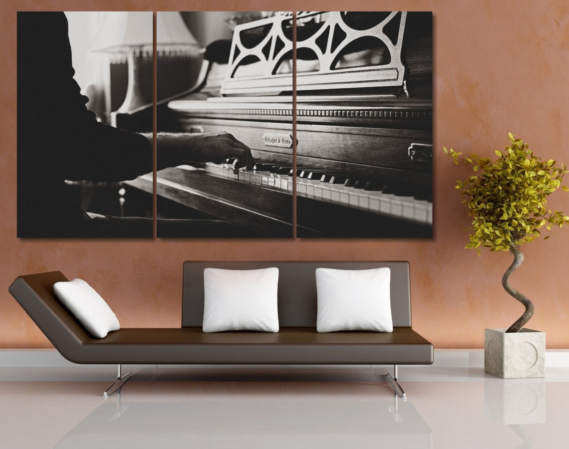Piano Wall Art Set Large Music Canvas Print Large B&W Framed Etsy
