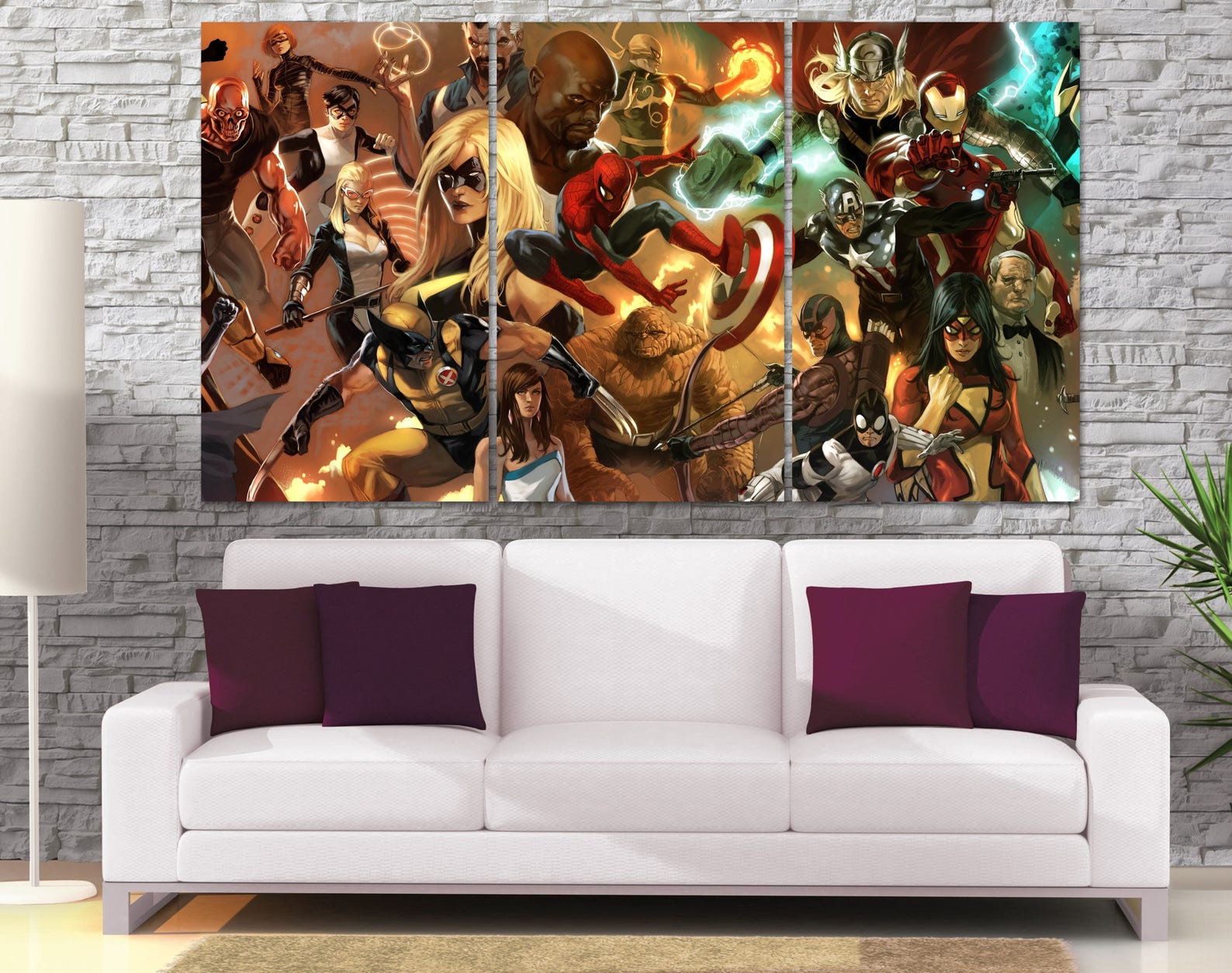Avengers Wall Art Large Avengers Canvas Avengers Civil War Etsy