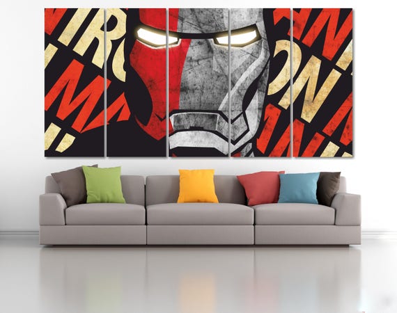 Iron Man Wall Art Iron Man Civil War Poster Marvel Wall Decor Ironman Canvas Print Iron Man Wall Decor Marvel Kids Superhero Art Lc094