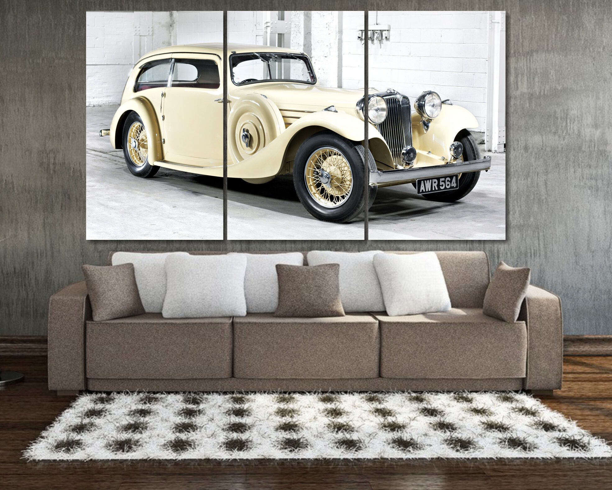 Jaguar Wall Art Jaguar SS1 Canvas Print Old Car Poster | Etsy