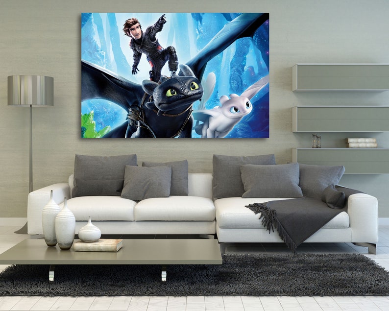 How to Train Your Dragon Wall Art Dragon Canvas Print Your Etsy