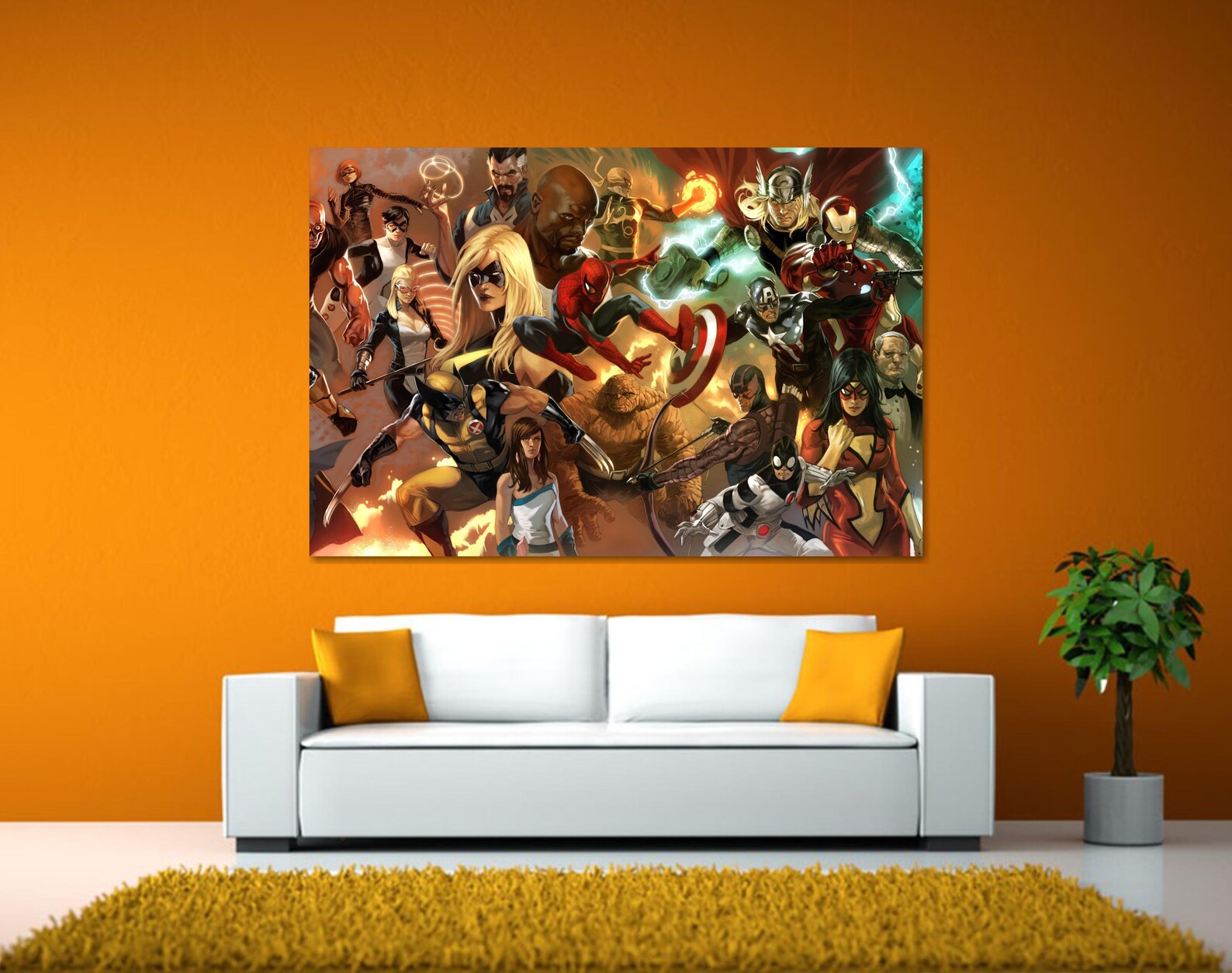 Avengers Wall Art Large Avengers Canvas Avengers Civil War Etsy