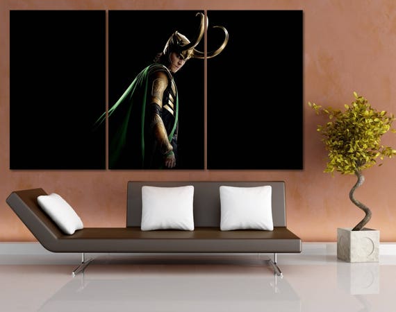 Large Loki Wall Art Marvel Wall Decor Avengers Wall Art Thor Ragnarok Movie Poster Tom Hiddleston Superhero Prints Loki Print Lc100