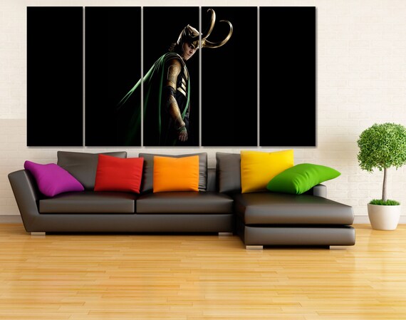 Large Loki Wall Art Marvel Wall Decor Avengers Wall Art Thor Ragnarok Movie Poster Tom Hiddleston Superhero Prints Loki Print Lc100