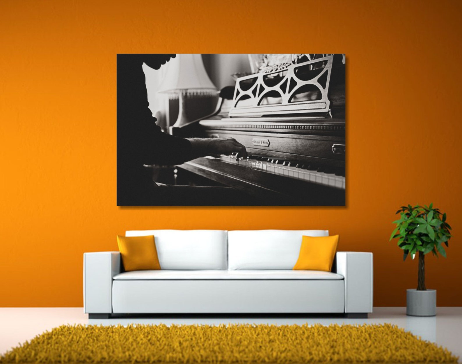 Piano Wall Art Set Large Music Canvas Print Large B&W Framed Etsy
