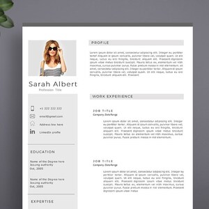 Professional Resume Template, Modern Resume Template for Word and Pages, Elegant CV Template, Creative Resume Template, Resume with photo