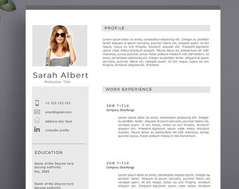 Professional Resume Template, Modern Resume Template for Word and Pages, Elegant CV Template, Creative Resume Template, Resume with photo