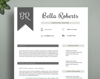 Teacher Resume Template for Word and Pages, Professional Resume Template, Elegant Resume Template, Editable CV Template. Modern CV Template