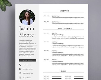 1 Page Resume Template. Professional Resume Template for Word and Pages. Modern Resume Template, Resume With Photo, 1 Page CV Template. NEW!