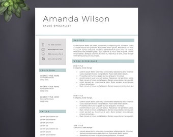 Resume + Cover Letter + References Templates, Modern Resume Template, Professional CV Template, Simple Resume Template, Instant Download