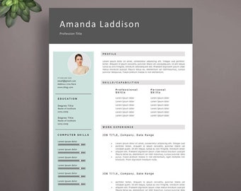 Professional Resume Template + Cover Letter + References Page, Creative and Modern Resume Template, Resume with photo, CV Template for Word