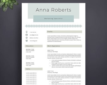 Creative & Modern Resume Template + Cover Letter, Professional CV for Word and Pages, Instant Download, Easy to Edit Resume Template CV, NEW