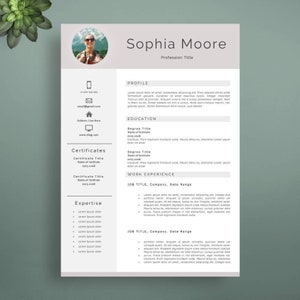 Professional Resume Template, Modern Resume Template for Word and Pages, Elegant CV Template, Creative Resume Template, Resume with Photo