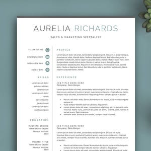 Professional Resume Template, Instant Download. Resume for Word and Pages. Fully Editable Professional CV Template. Modern Resume Template. image 1