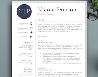 Professional Resume Template For Pages & MS Word. Complete 1,2,3 Pages Resume Template. Editable CV template. Teacher Resume. Modern Resume.