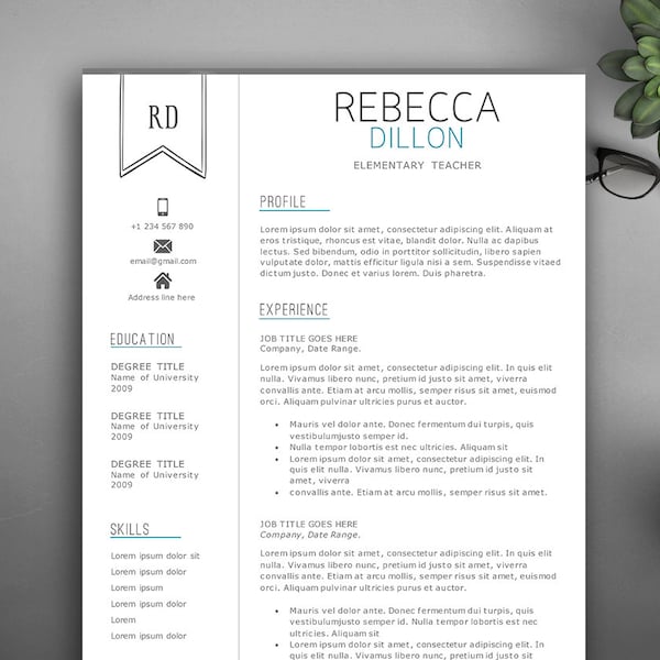 Creative Resume Template for Pages & MS Word. Complete 1,2,3 Pages Resume Template | Editable template. Professional Teacher Resume Template