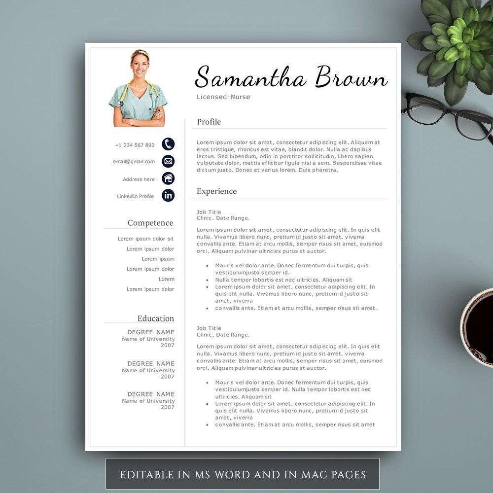 Professional Nurse Resume Template. For Pages &amp; MS Word