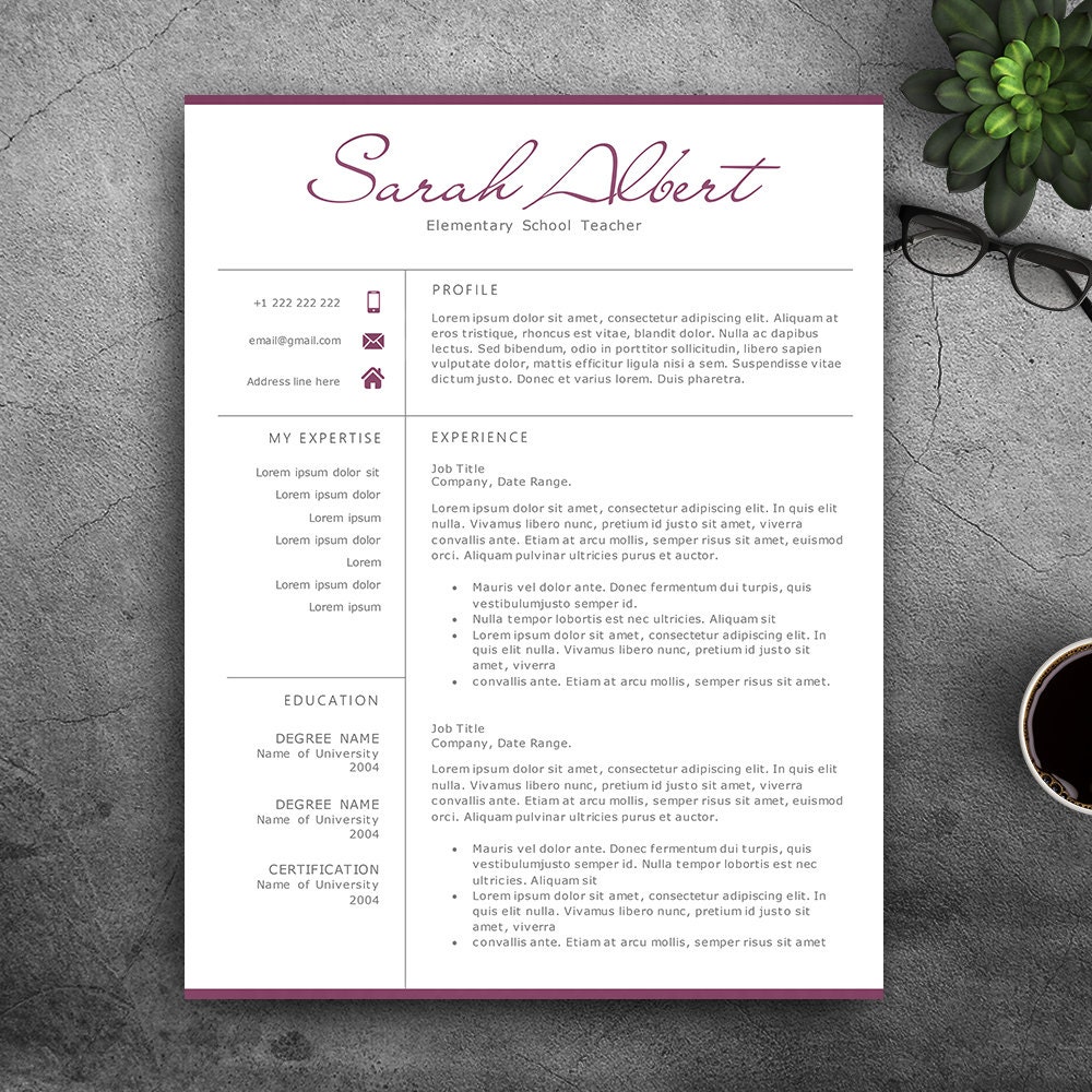 Professional Resume Template. For Pages & MS Word Complete 1,2,3 Pages Resume Template | Editable CV template. Elegant Resume Template.
