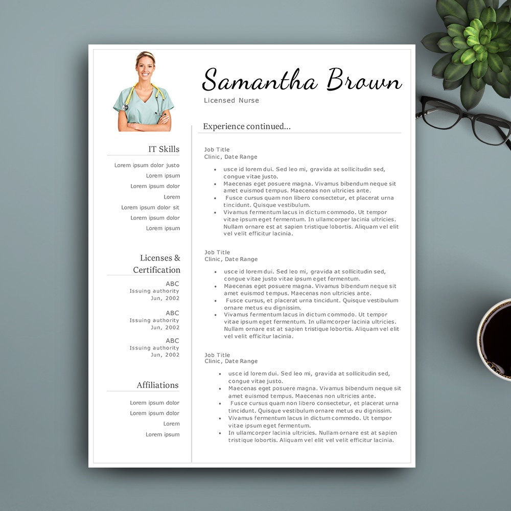 Professional Krankenschwester Lebenslauf Vorlage. Seiten & MS Etsy