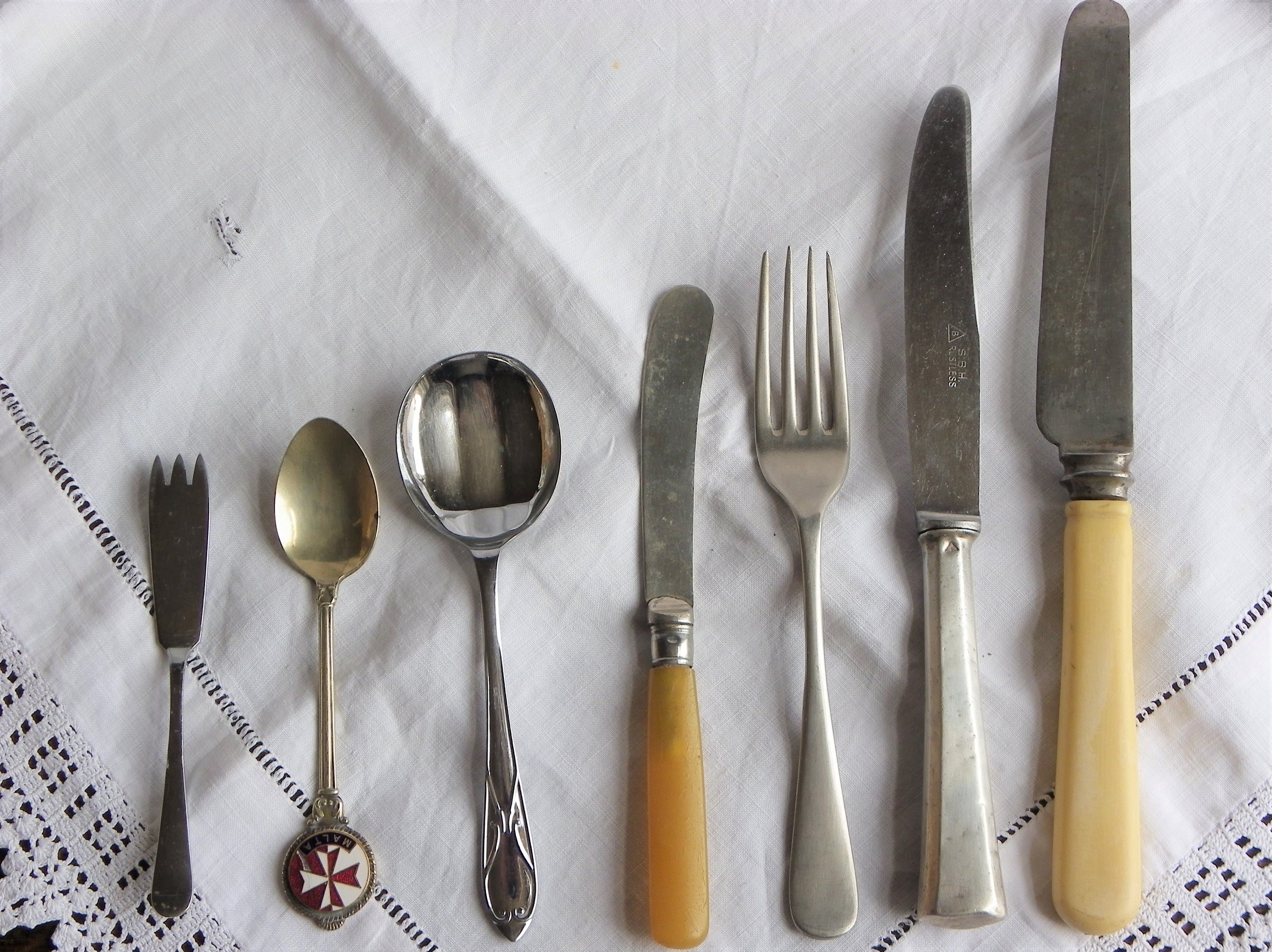Food Photography Props, Vintage Fish Knives, Silver Plated Cutlery