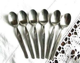 6 Vintage 1970s VINERS International Coffee Spoons, Made in Korea