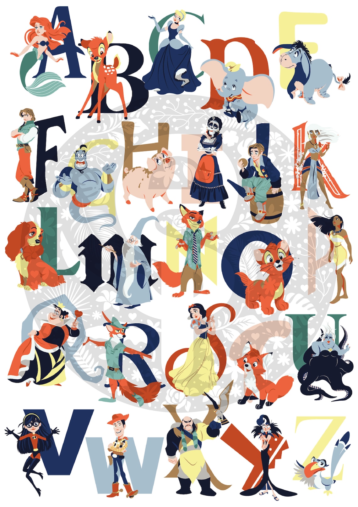 Disney Character Alphabet Print A4 | Etsy