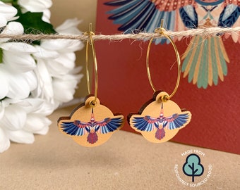 Decorative Bird Gold Plated Hoop Earrings