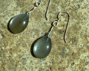 Light Gray Moonstone Teardrop Earrings