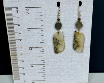 Angel Goddess Rutilated Quartz and Pyrite Earrings