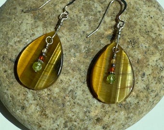 Huge Tiger Eye Dangle Earrings
