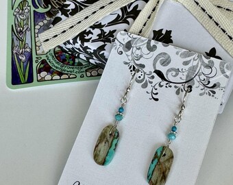 Rare AAA Royston Split Pair Turquoise Dangle Earrings