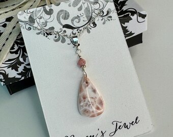 Pink Thompsonite Pendant with Rhodochrosite Accent Bead