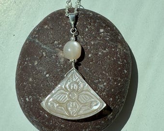 Carved Peach Moonstone Pendant