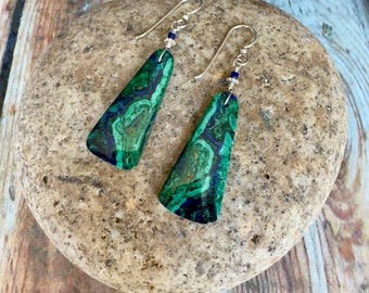 Azurite-Malachite Dangle Earrings
