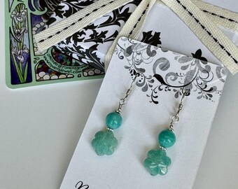 Amazonite Flower Dangle Earrings