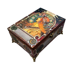 Jewelry organizer Alphonse Mucha Zodiac handcrafted - Perfect Storage Solution for Your Favorite Teas, bonus mom gift