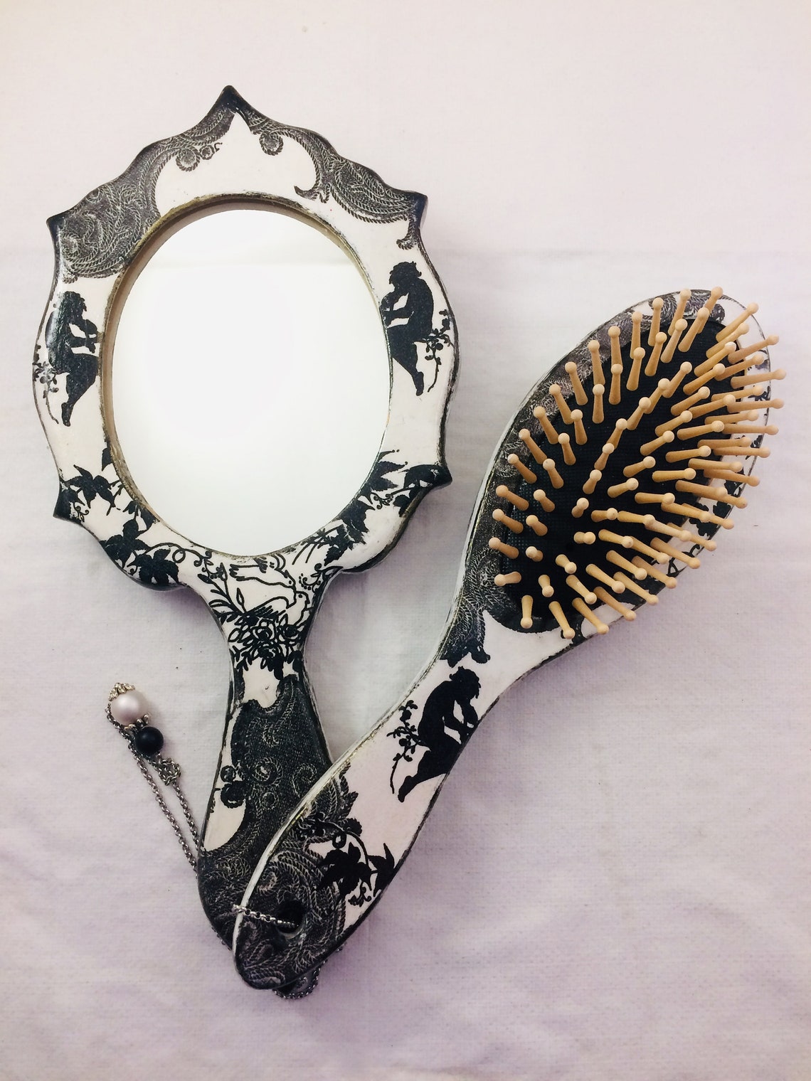 Brush mirror set Hairbrush Hand held mirror Detangling brush Etsy