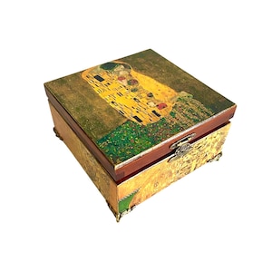 Porta bustine di tè Klimt il bacio, scatola portagioie: regalo per la futura mamma, scatola regalo per la festa della mamma.