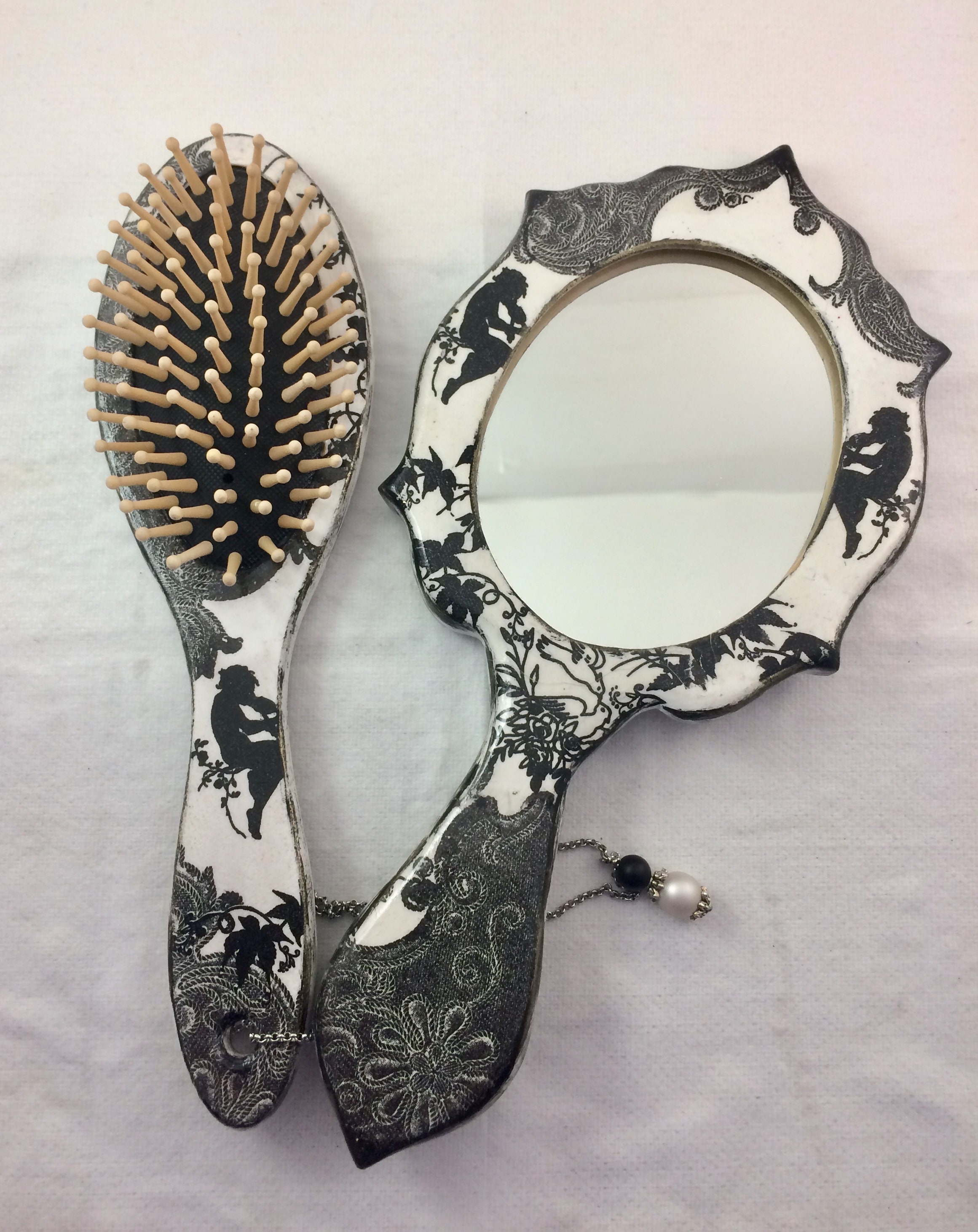 Brush mirror set Hairbrush Hand held mirror Detangling brush Etsy