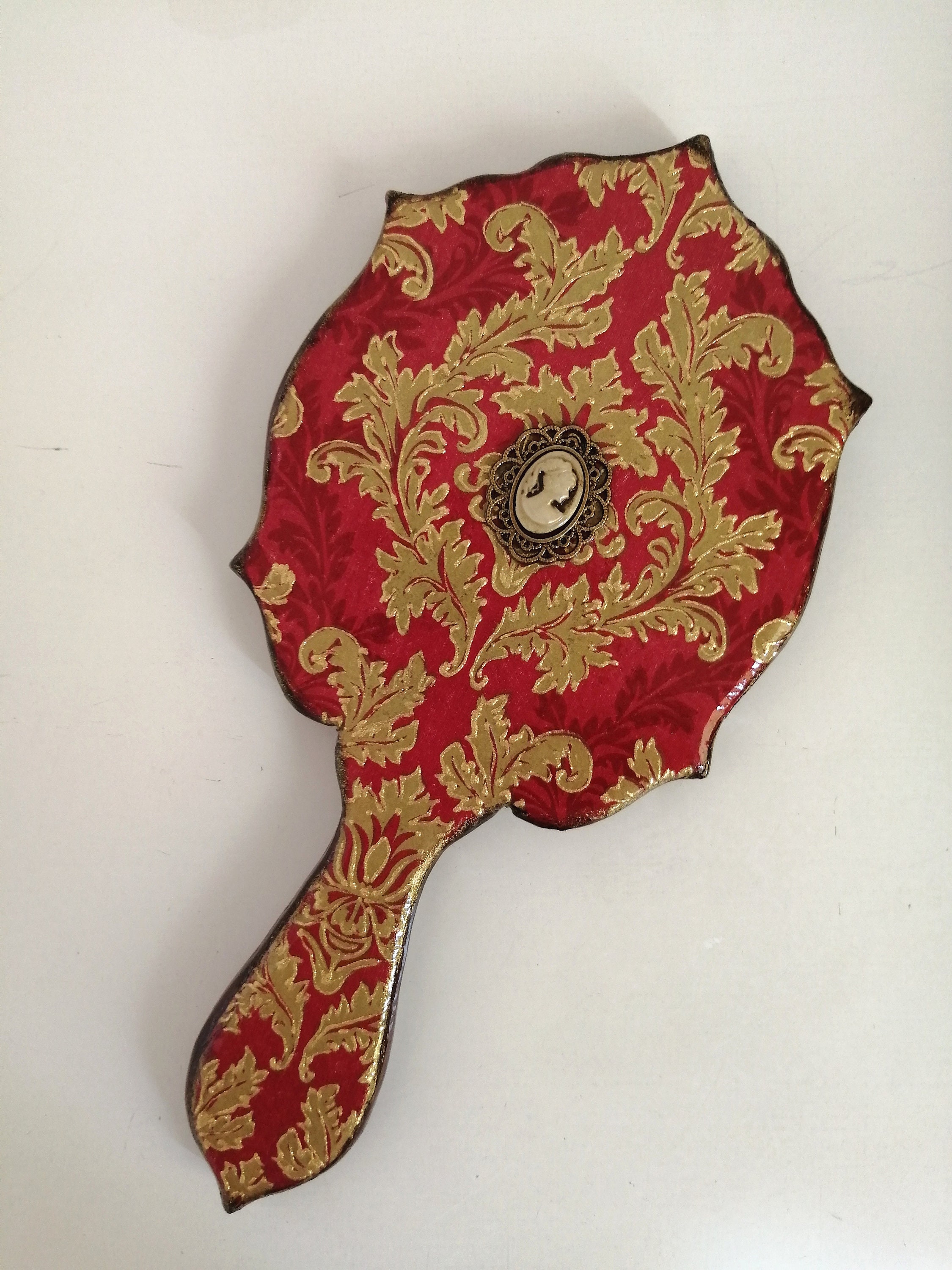 Red Vanity Set Makeup Organizer and Wooden Hair Brushhand Etsy