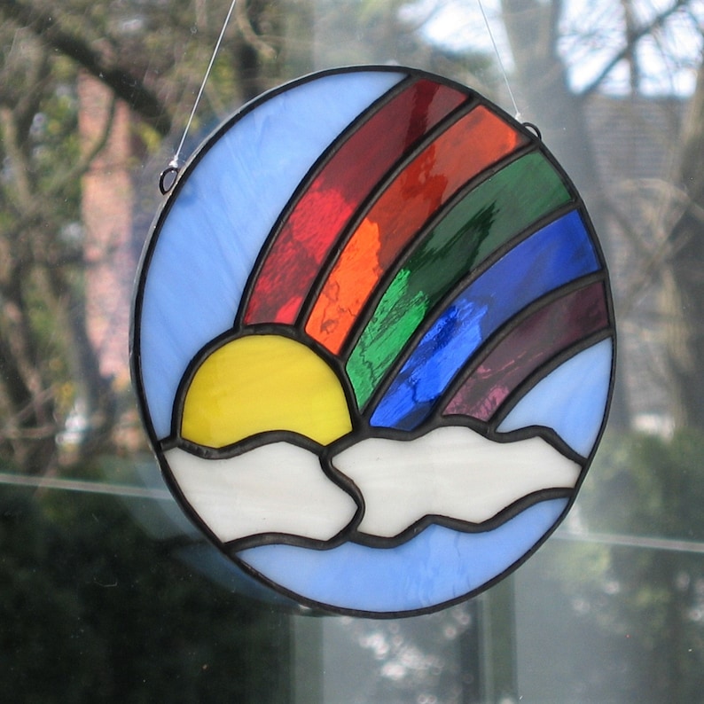 Rainbow Stained Glass Suncatcher Etsy