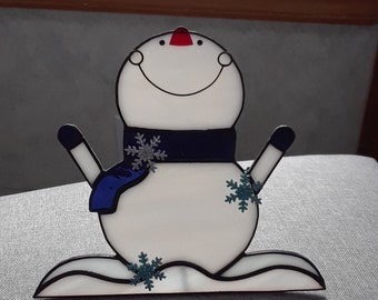 Stained Glass Snowman - Happy