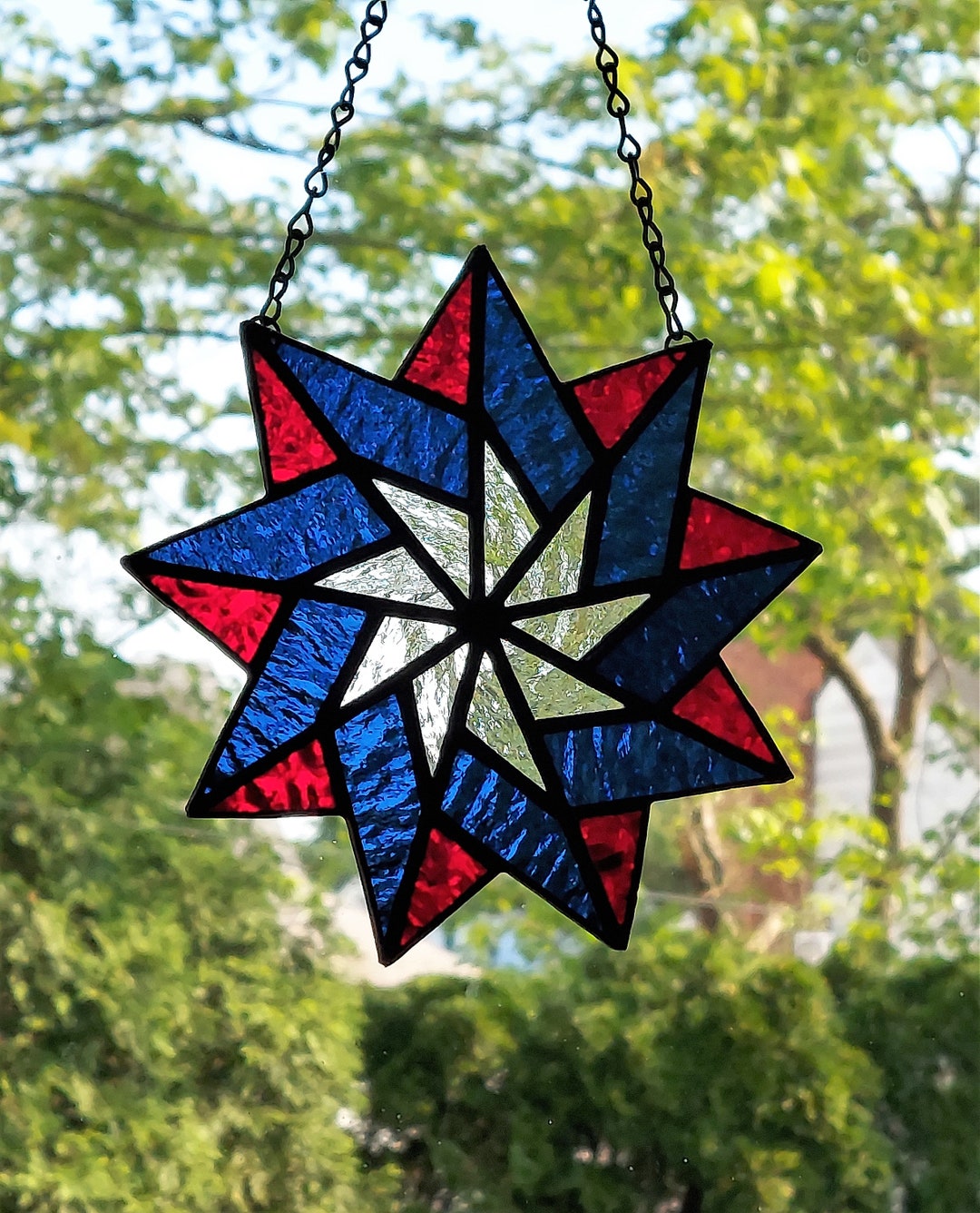 Stained Glass Sun Catcher Patriot Star - Etsy