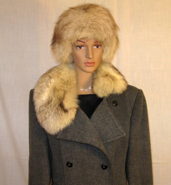 Vintage Winter Coat, Wool Coat Fur Collar, Arctic Fox… - Gem