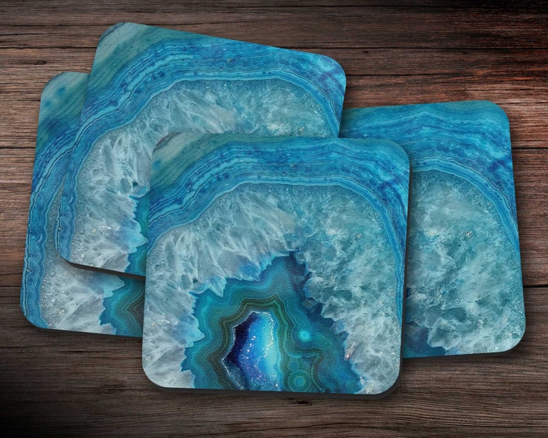 Quartz Drinks Coasters Set of Four Drink Mats Coaster Set Etsy UK