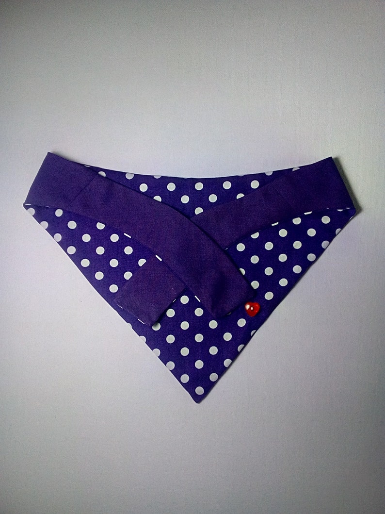 Purple and White Spotty Tie on Dog Bandana