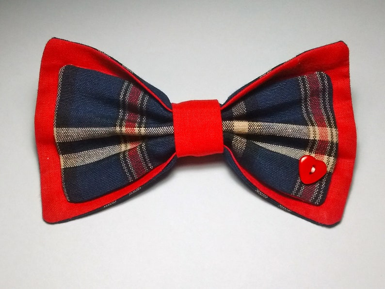 Red Tartan Dog Bow Tie.